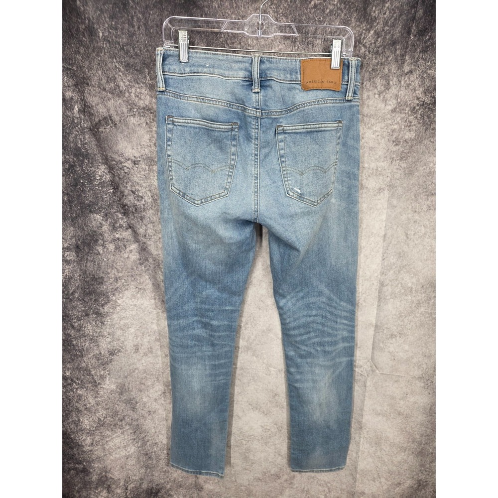 American Eagle Jeans Mens 30x32 Blue Slim Skinny Leg Medium Wash Distressed - Picture 5 of 16